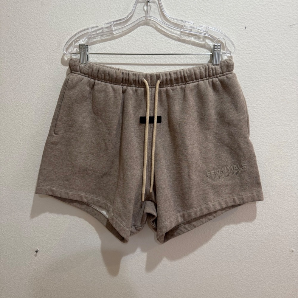 Fear of God Essentials Sweat Shorts Taupe Tan Heather Fleece Mens Medium M